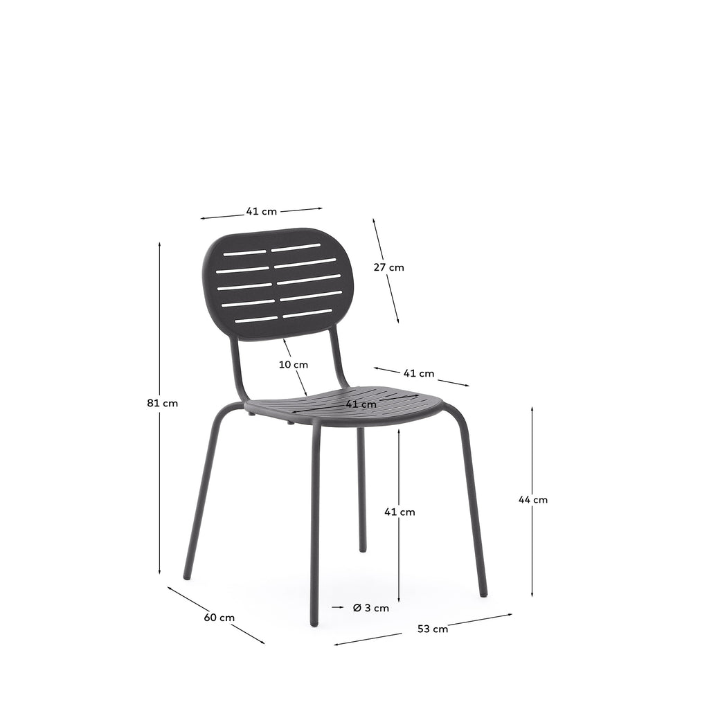 Stackable outdoor chair Brai in dark grey galvanised steel