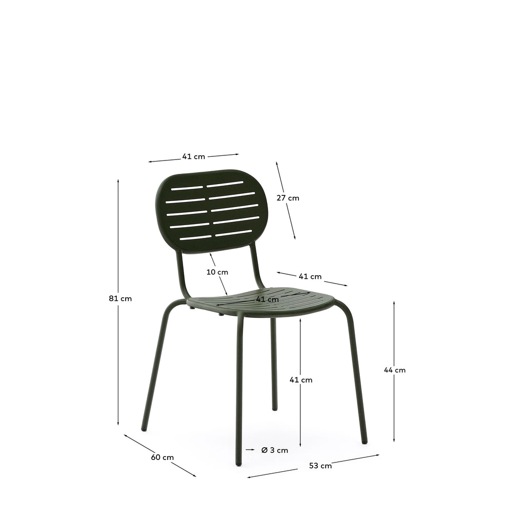 Brai stackable outdoor chair in green galvanised steel