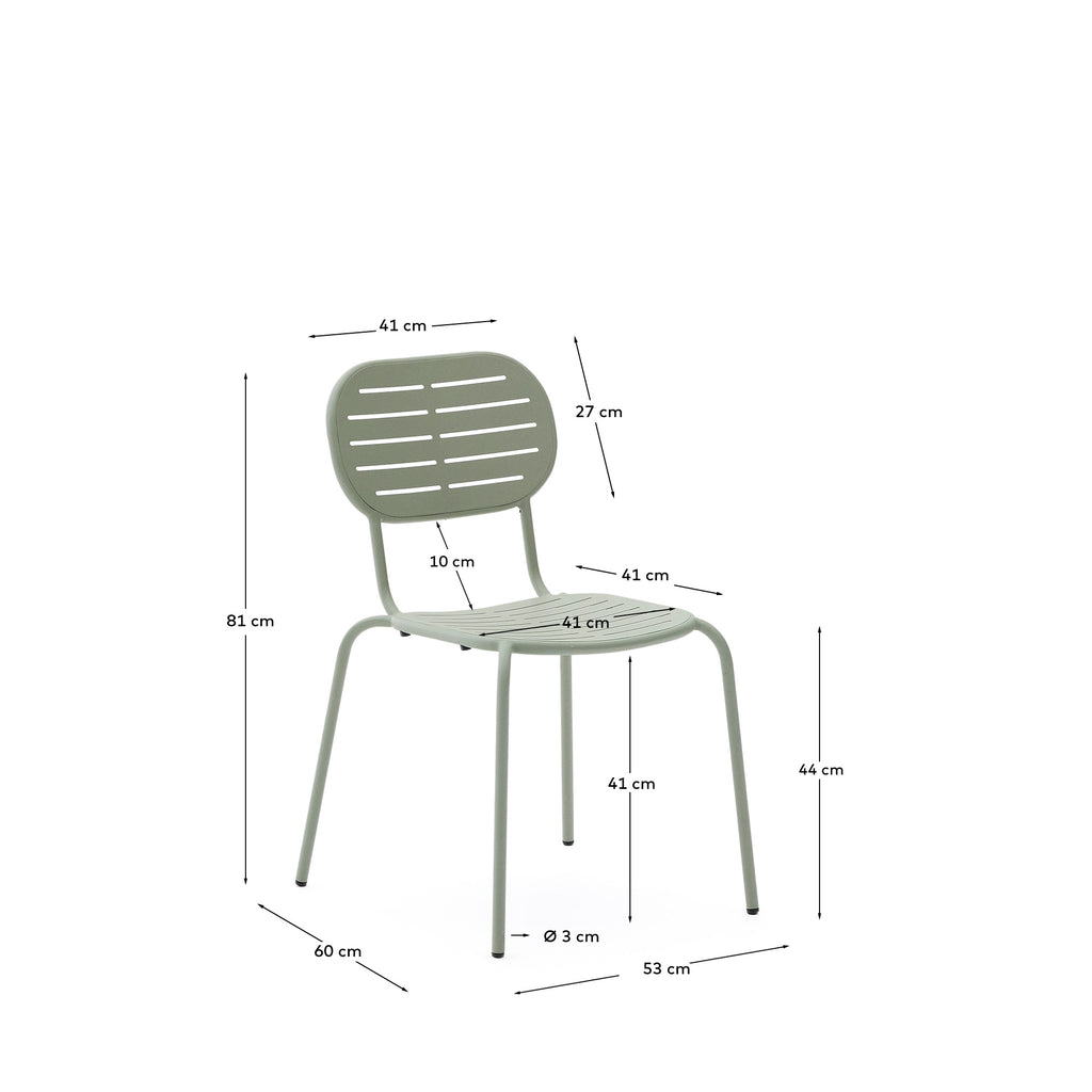 Brai stackable outdoor chair in turquoise galvanised steel