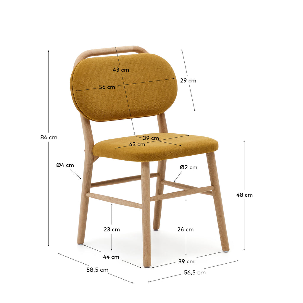 Helda chair in mustard chenille and solid oak wood FSC Mix Credit