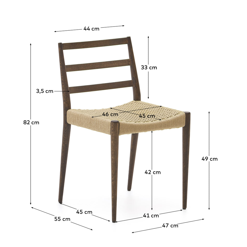 Analy chair in solid oak with walnut finish and rope seat FSC 100%