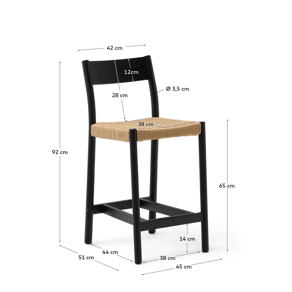 얄리아 오크나무 산림인증 친환경 바체어 65 cm (블랙) FSC 100%