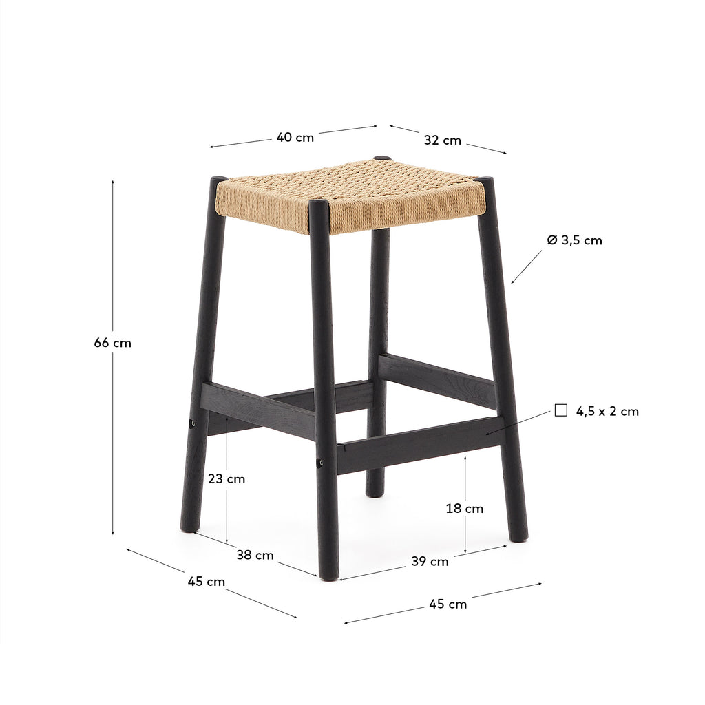 얄리아 오크나무 100%FSC 산림인증 친환경 로프 무등 바스툴 65cm (블랙)