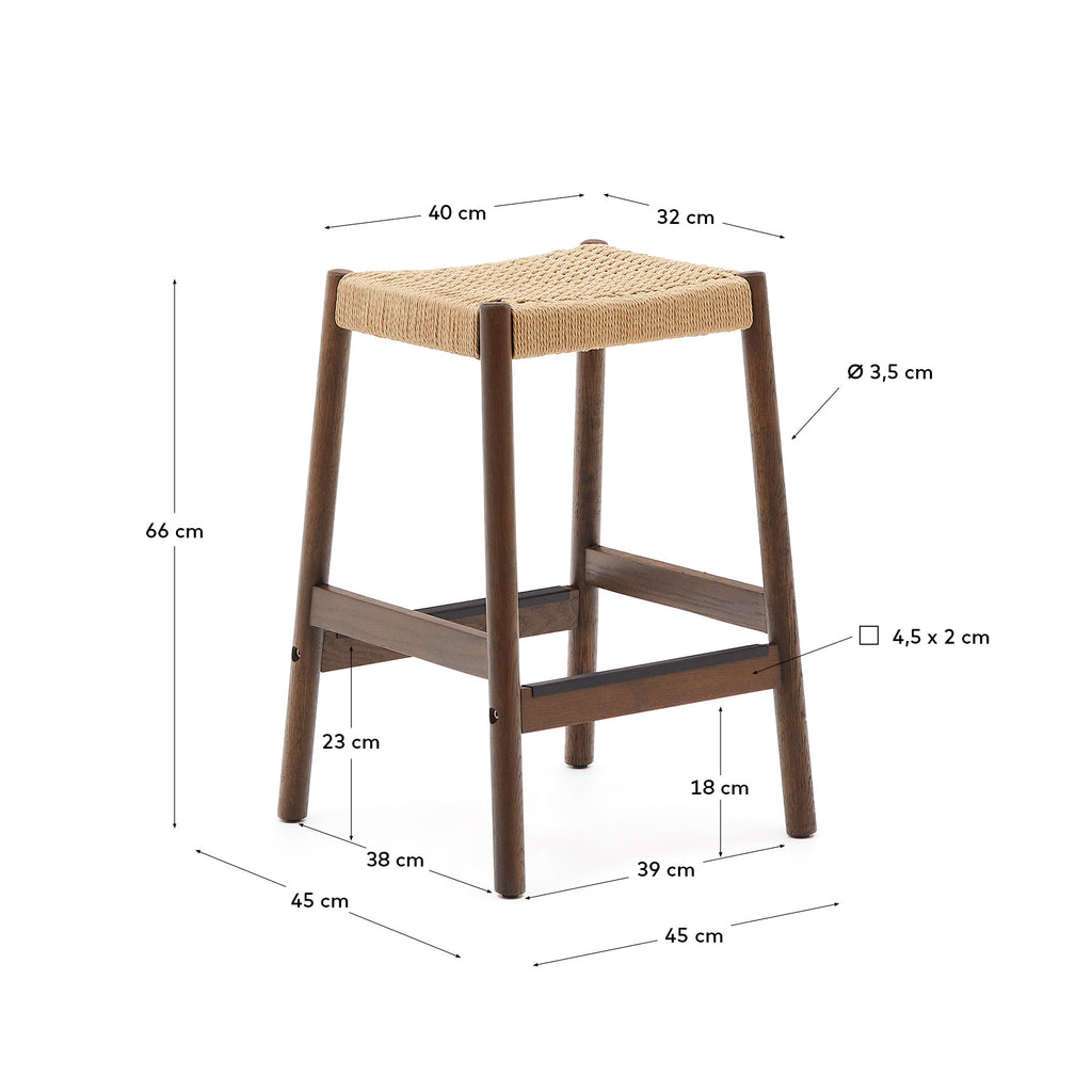 얄리아 오크나무 100%FSC 산림인증 친환경 로프 무등 바스툴 65cm (월넛)