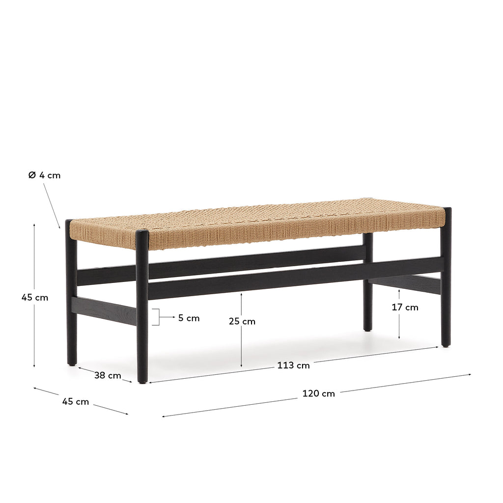 자이드 FSC 100% 산림인증 오크나무 로프 코드 벤치 (블랙컬러) 120 cm