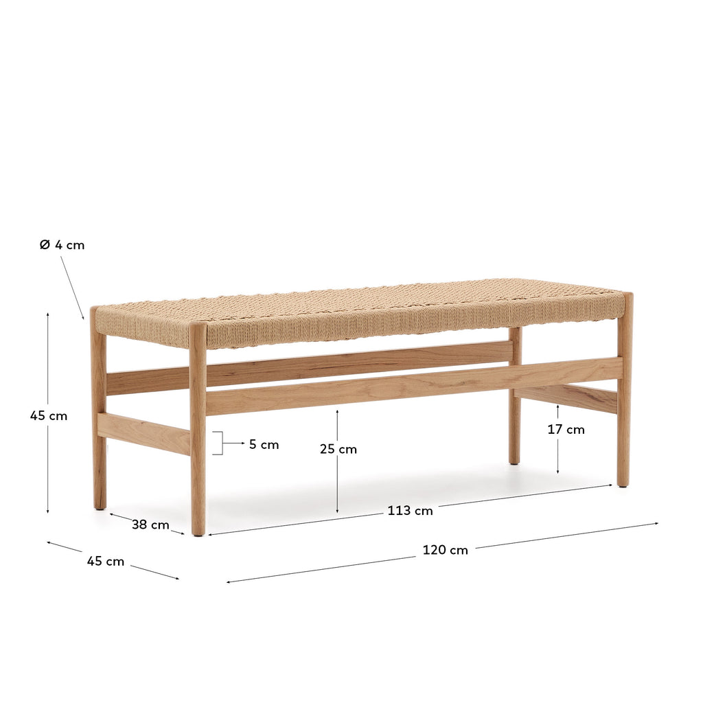 자이드 FSC 100% 산림인증 오크나무 로프 코드 벤치 (네츄럴컬러) 120 cm