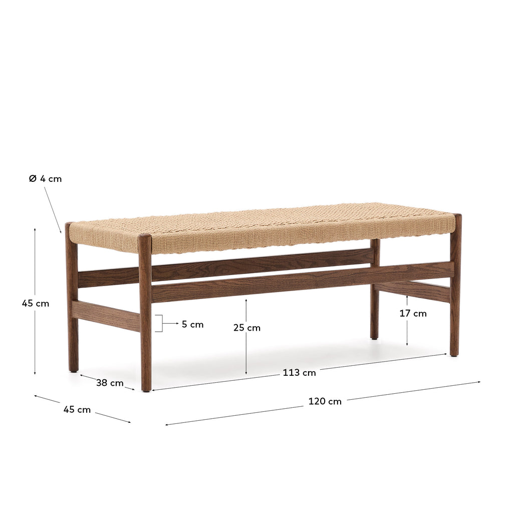 자이드 FSC 100% 산림인증 오크나무 로프 코드 벤치 (월넛컬러) 120 cm