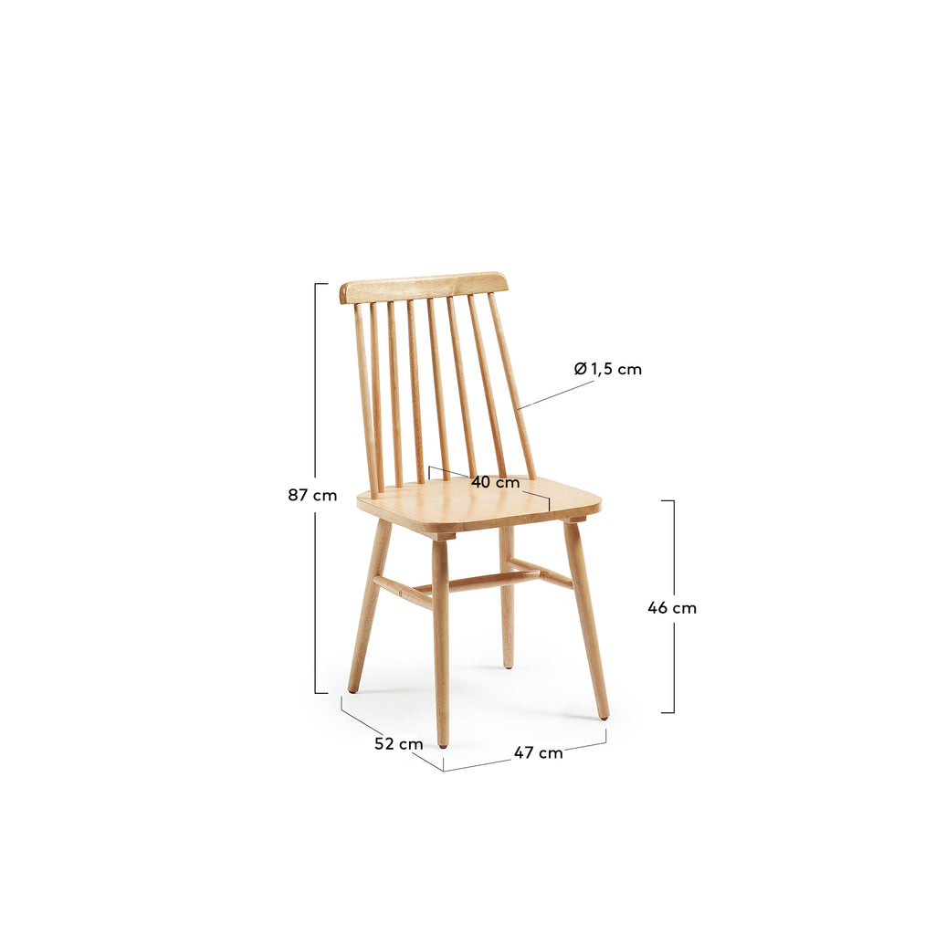 Tressia MDF and solid rubber wood chair with natural lacquer