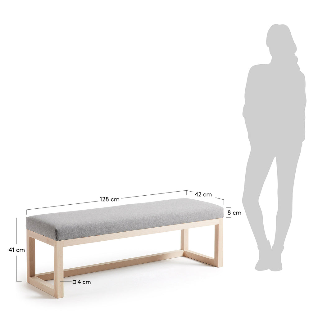 로야 스페인 직수입 패브릭 밤나무 침대벤치(라이트그레이) 128cm