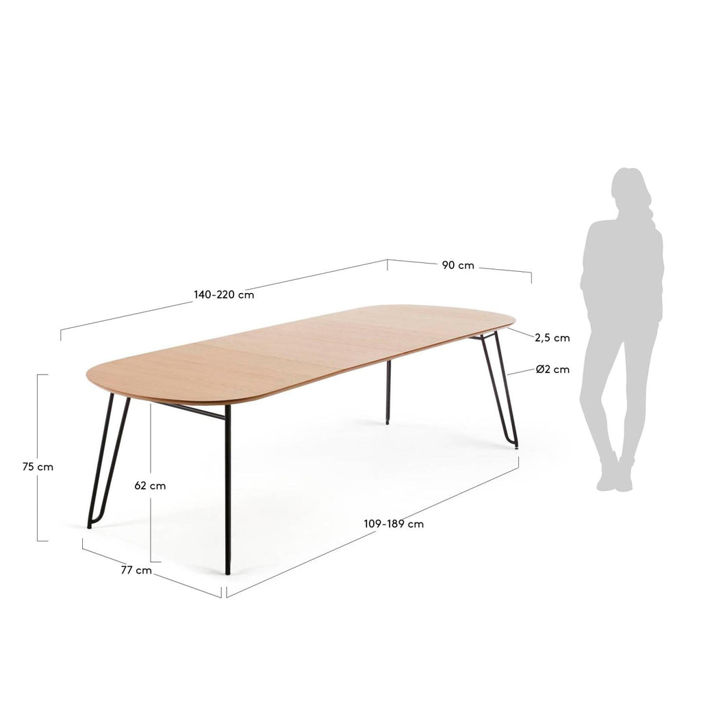 노바 오크 라운드 확장형 테이블 (타원형 /90x140-220cm)