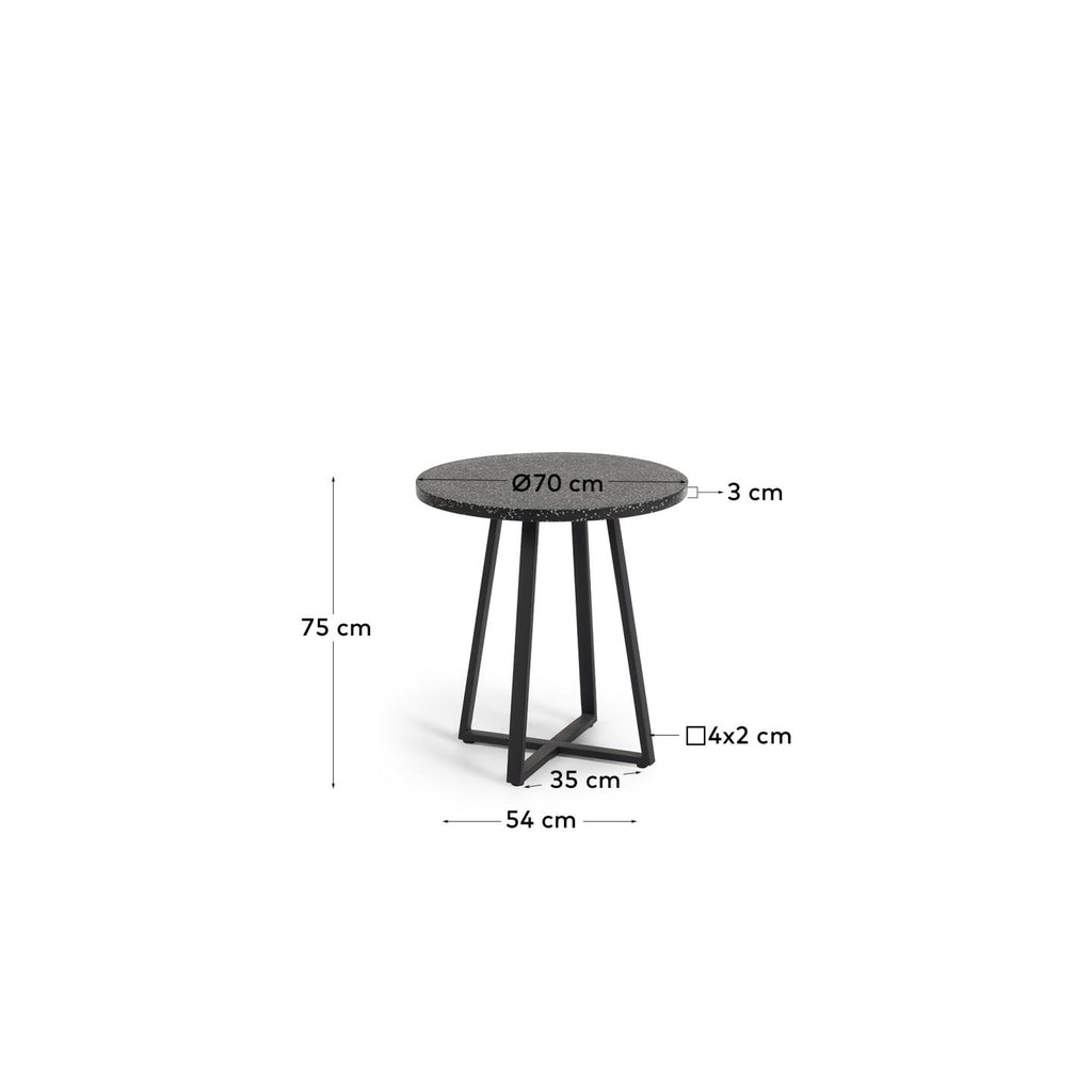 텔라 블랙 테라조 라운드 테이블(70cm)