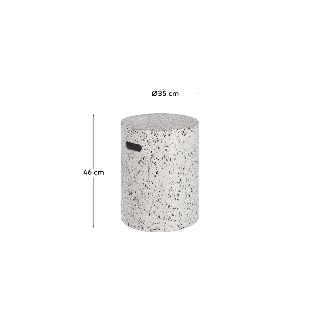 Jenell outdoor terrazzo footrest in white, Ø 35 cm