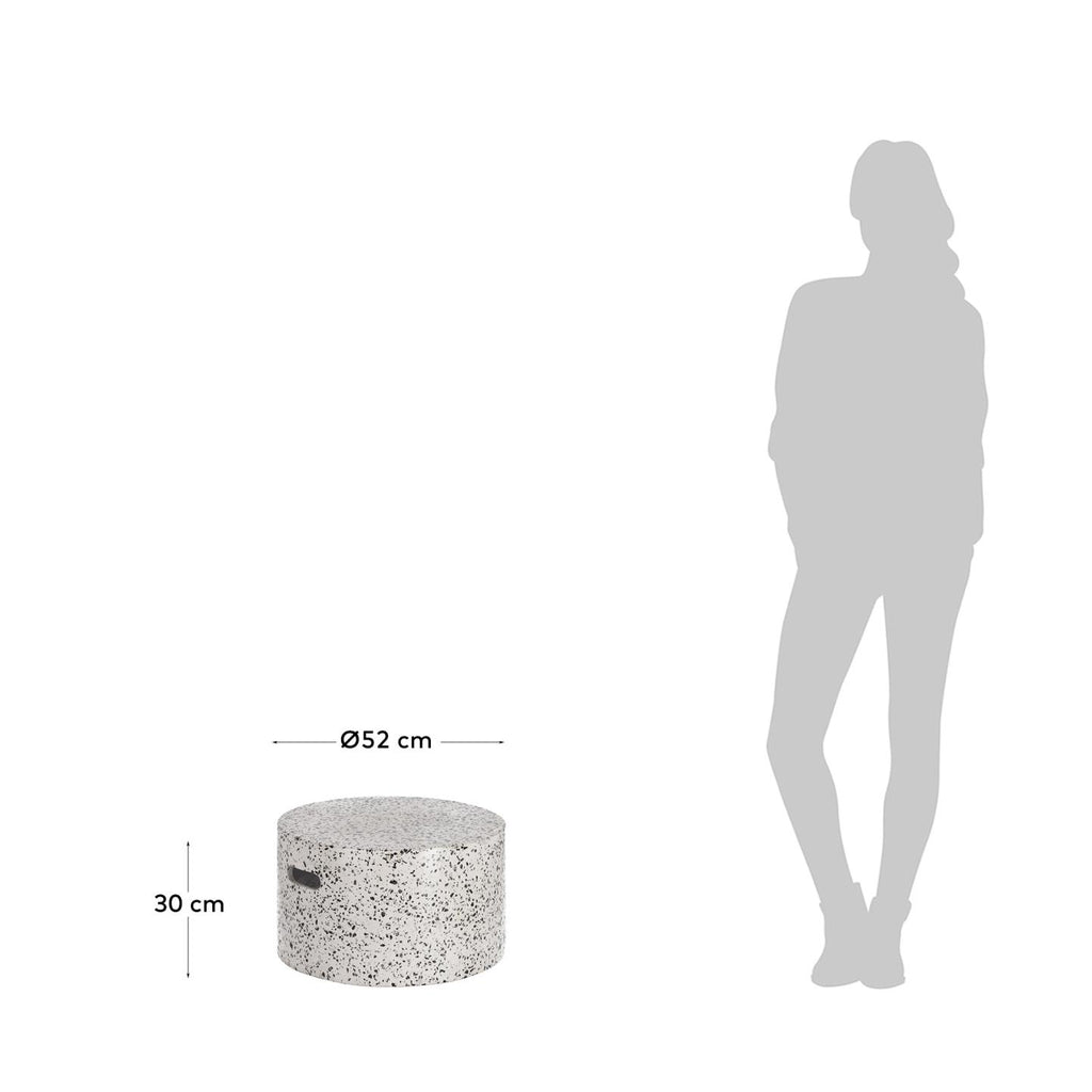 Jenell outdoor terrazzo coffee table in white, Ø 52 cm