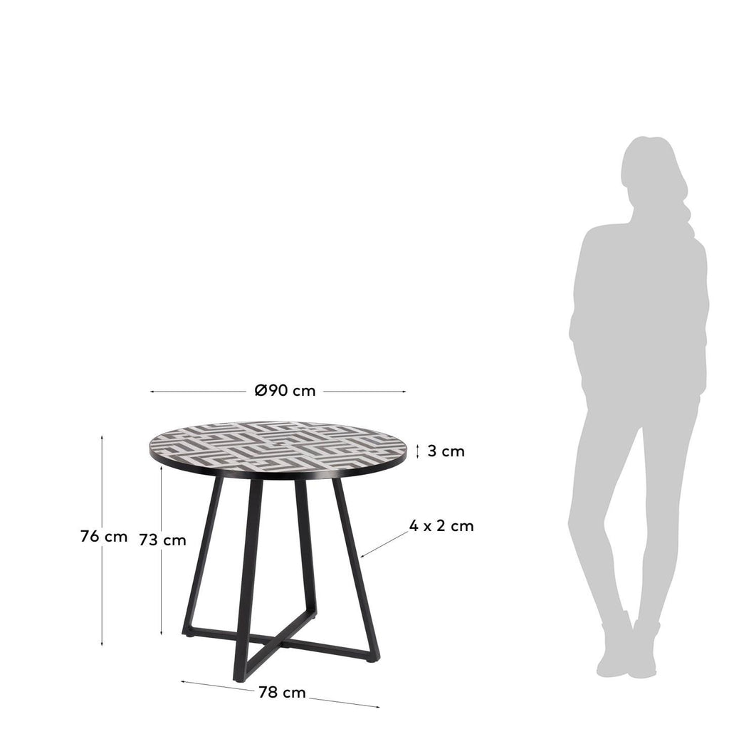 텔라 블랙 타일 라운드 테이블(90cm)