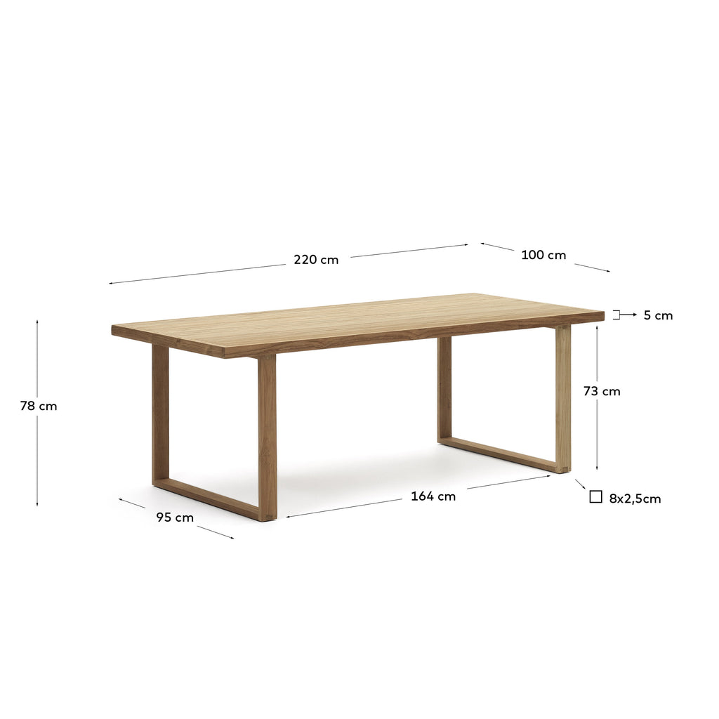 Canadell 100% outdoor solid recycled teak table, 220 x 100 cm