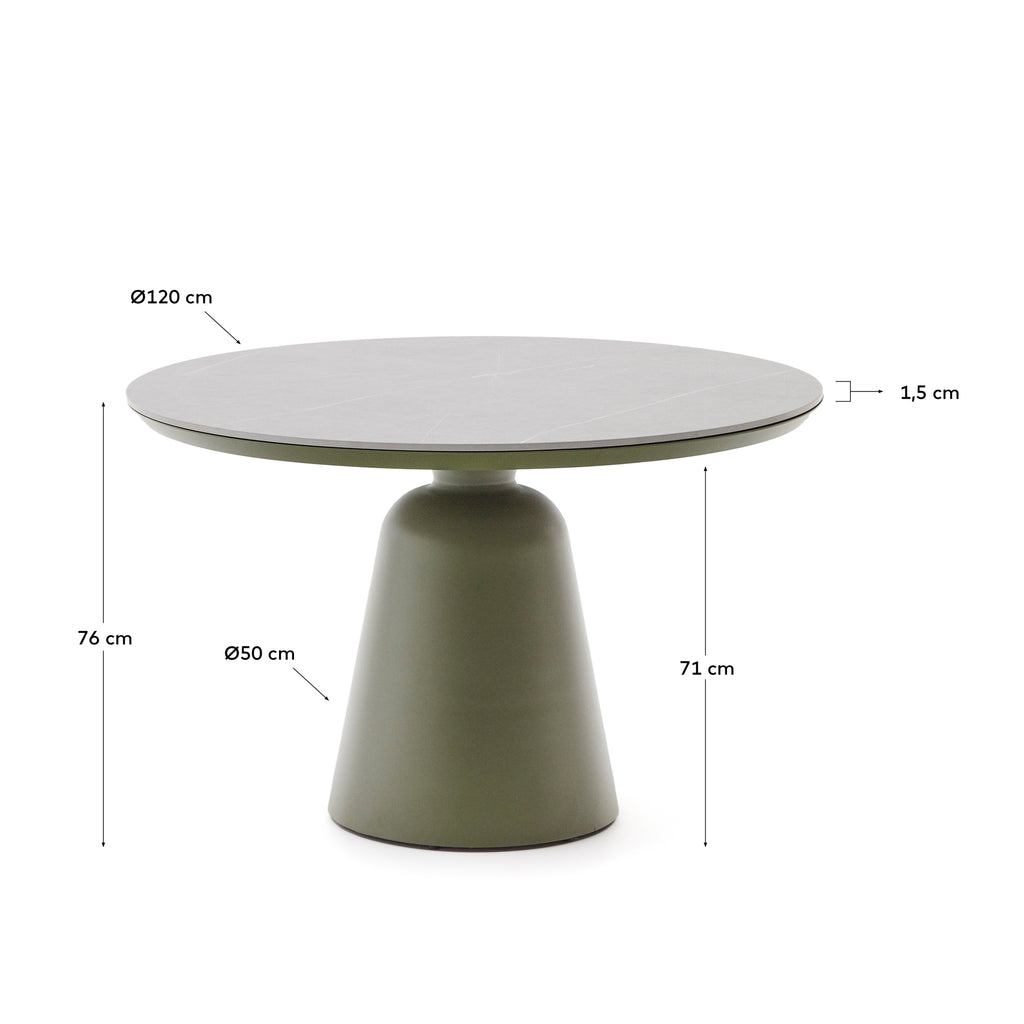Tudons outdoor table in aluminium in a green ceramic table top, Ø120 cm