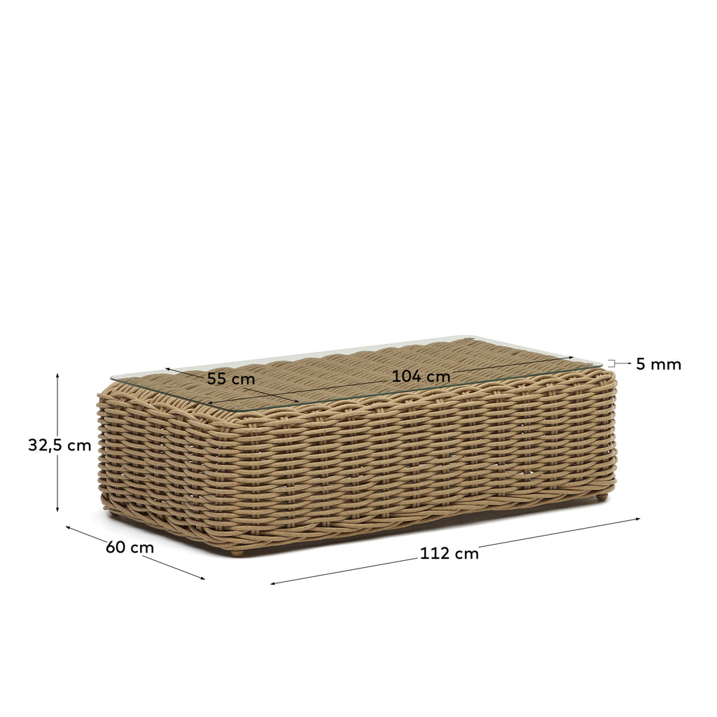 폴리가트 인조라탄 네츄럴 베이지 아웃도어 소파테이블 110 x 60 cm