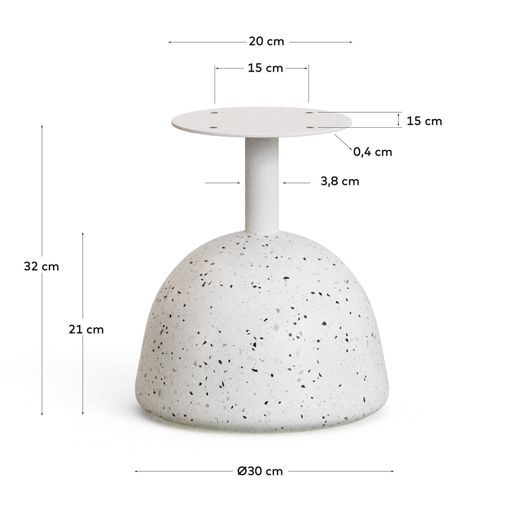 Saura Outdoor Table Base in White Terrazzo and Steel with White Finish Ø 28 x 32 cm