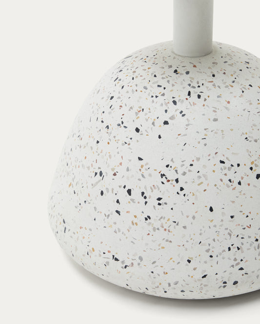 Saura Outdoor Table Base in White Terrazzo and Steel with White Finish Ø 28 x 32 cm