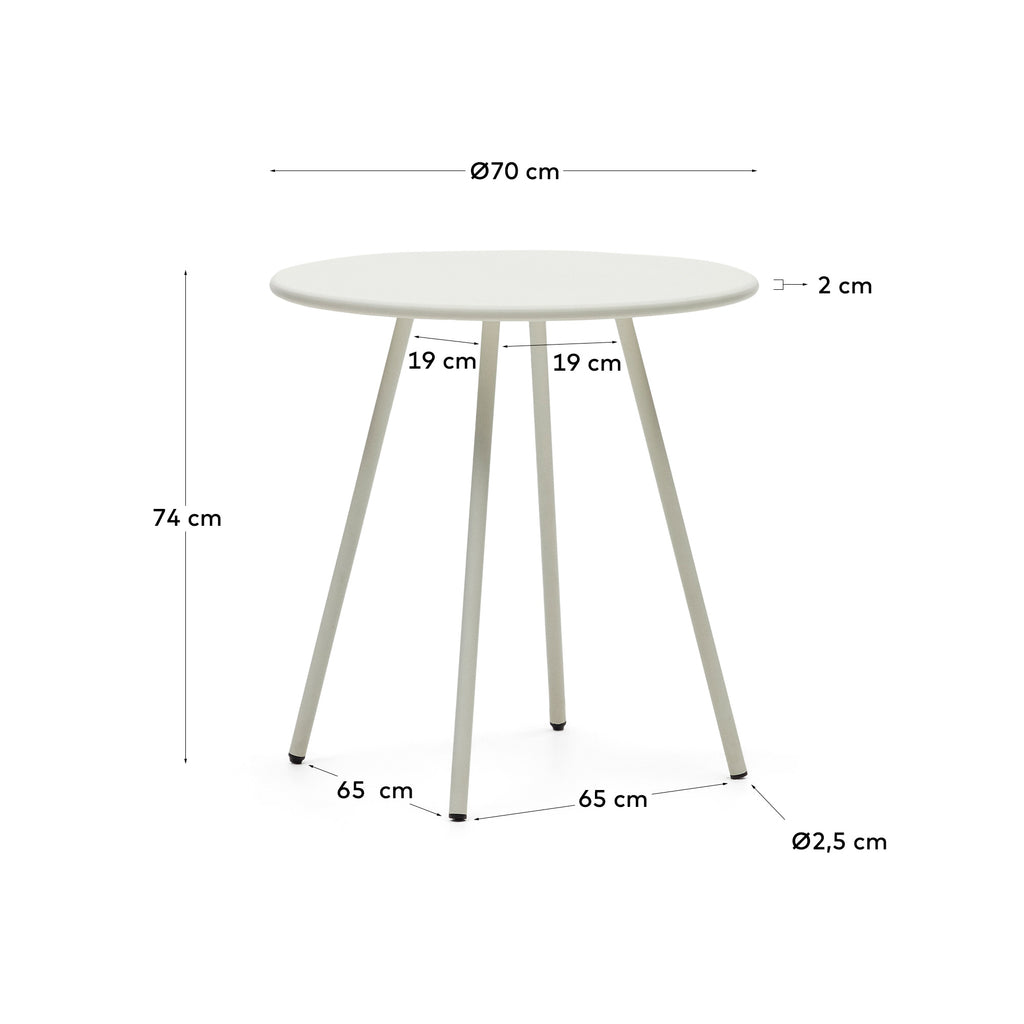 몽주아 라운드 아웃도어 화이트 스틸 테이블 Ø 70 cm