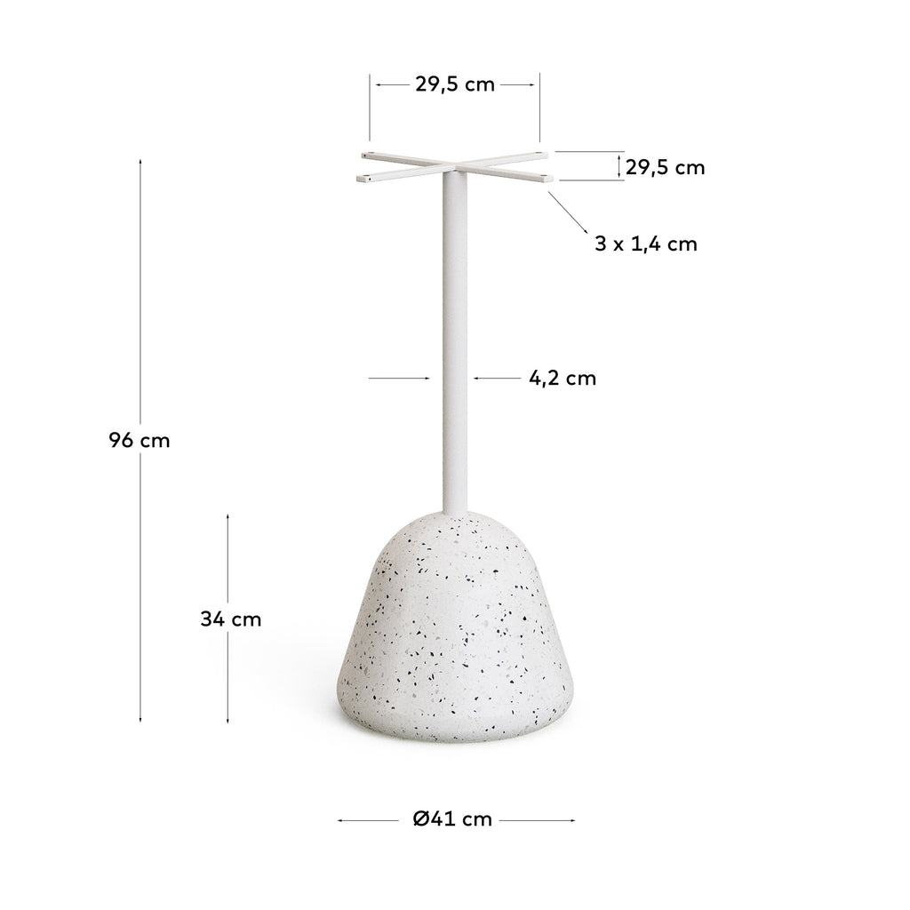 Saura Outdoor Table Base in White Terrazzo and Steel with White Finish Ø 41 x 95 cm