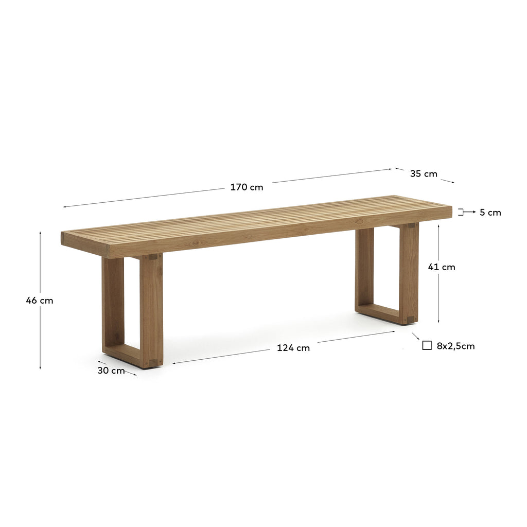 Canadell 100% outdoor solid recycled teak bench, 170 cm