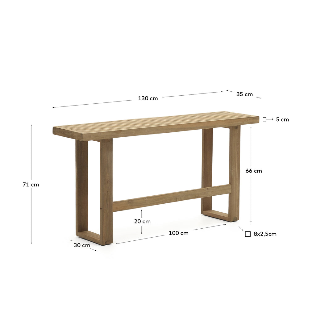 Canadell 100% outdoor solid recycled teak tall bench, 130 cm