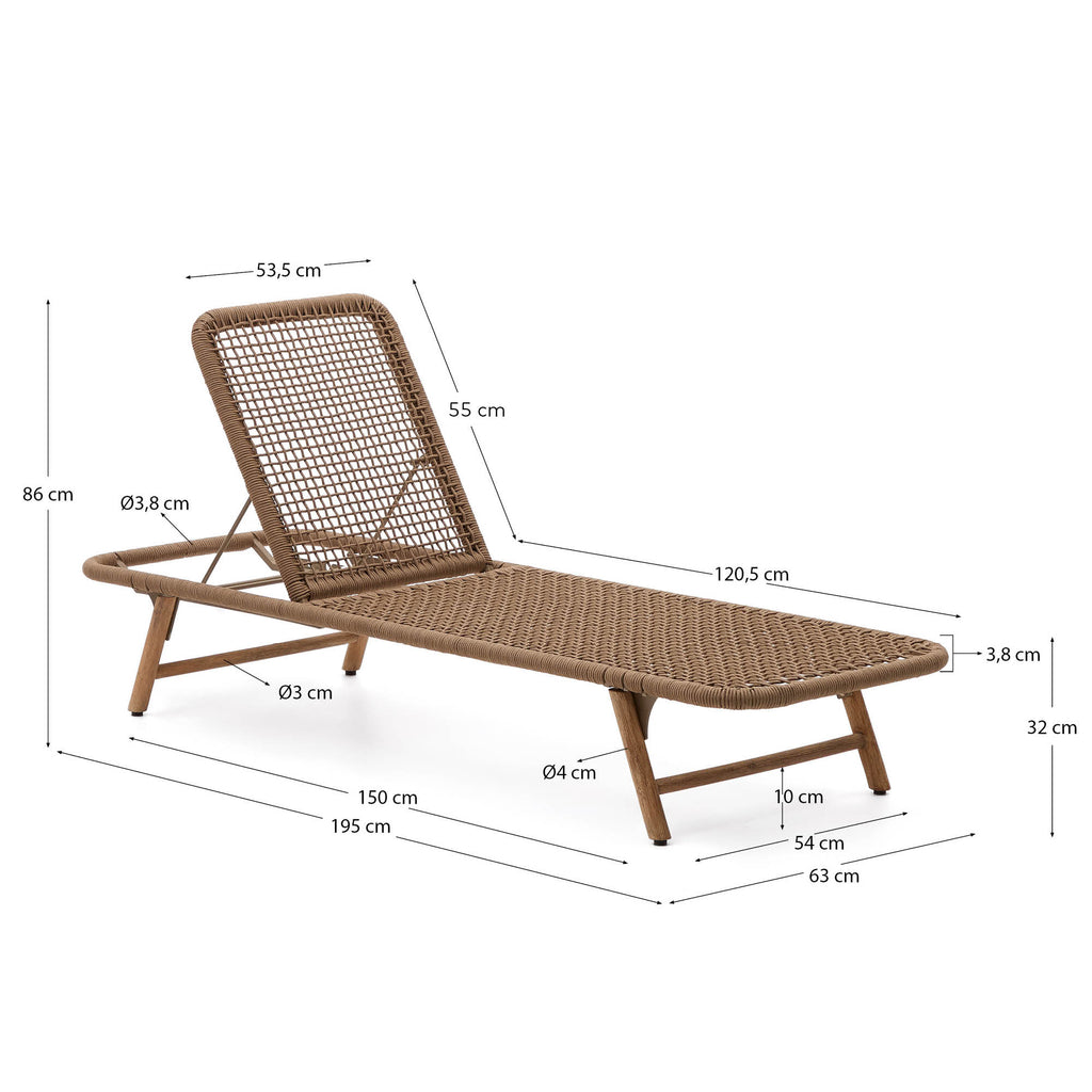 Dandara lounge chair with steel structure, beige cord and solid acacia wood legs FSC 100%