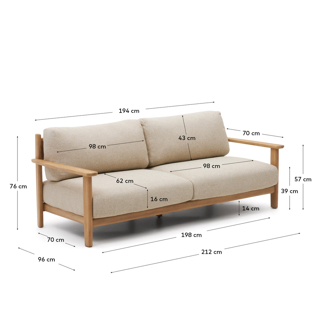 티란트 아웃도어 티크나무 3인소파 212cm, 100%FSC