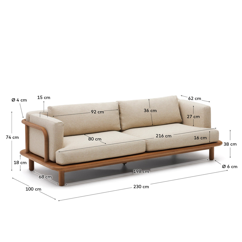 투르케타 아웃도어 티크나무 3인소파 230cm, 100%FSC인증