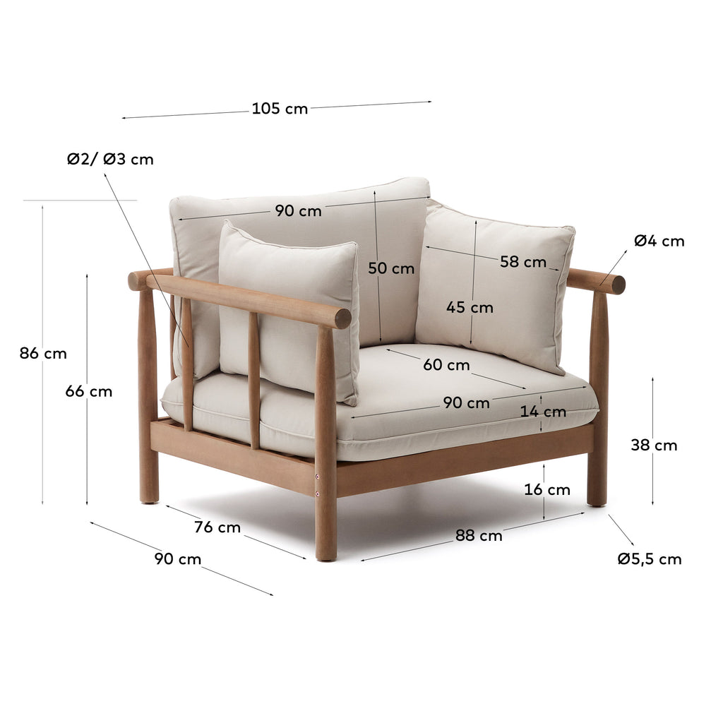 Sacova solid eucalyptus wood armchair