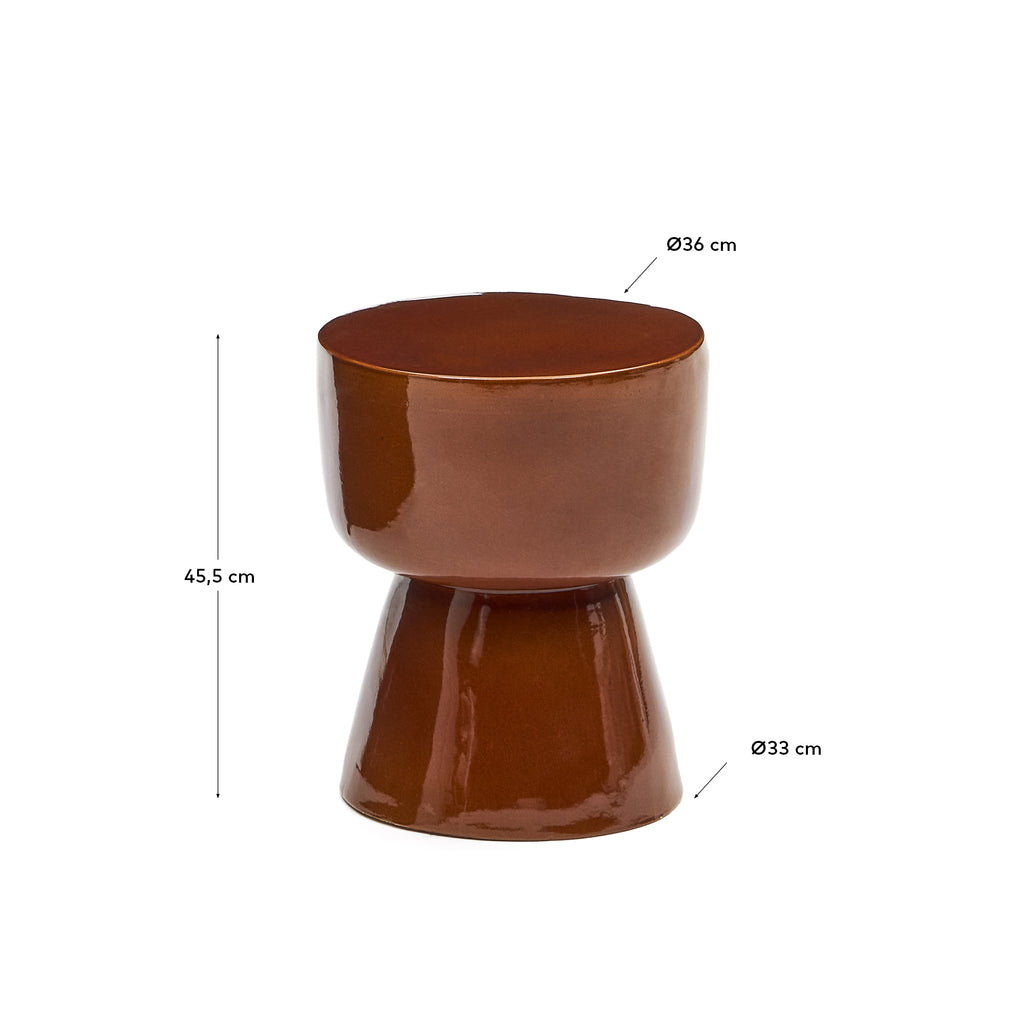 Mesquida outdoor side table made of ceramic with glazed terracotta finish Ø 35 cm