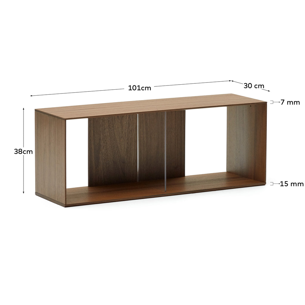 Litto set of 4 modular shelving units in walnut wood veneer, 168 x 76 cm