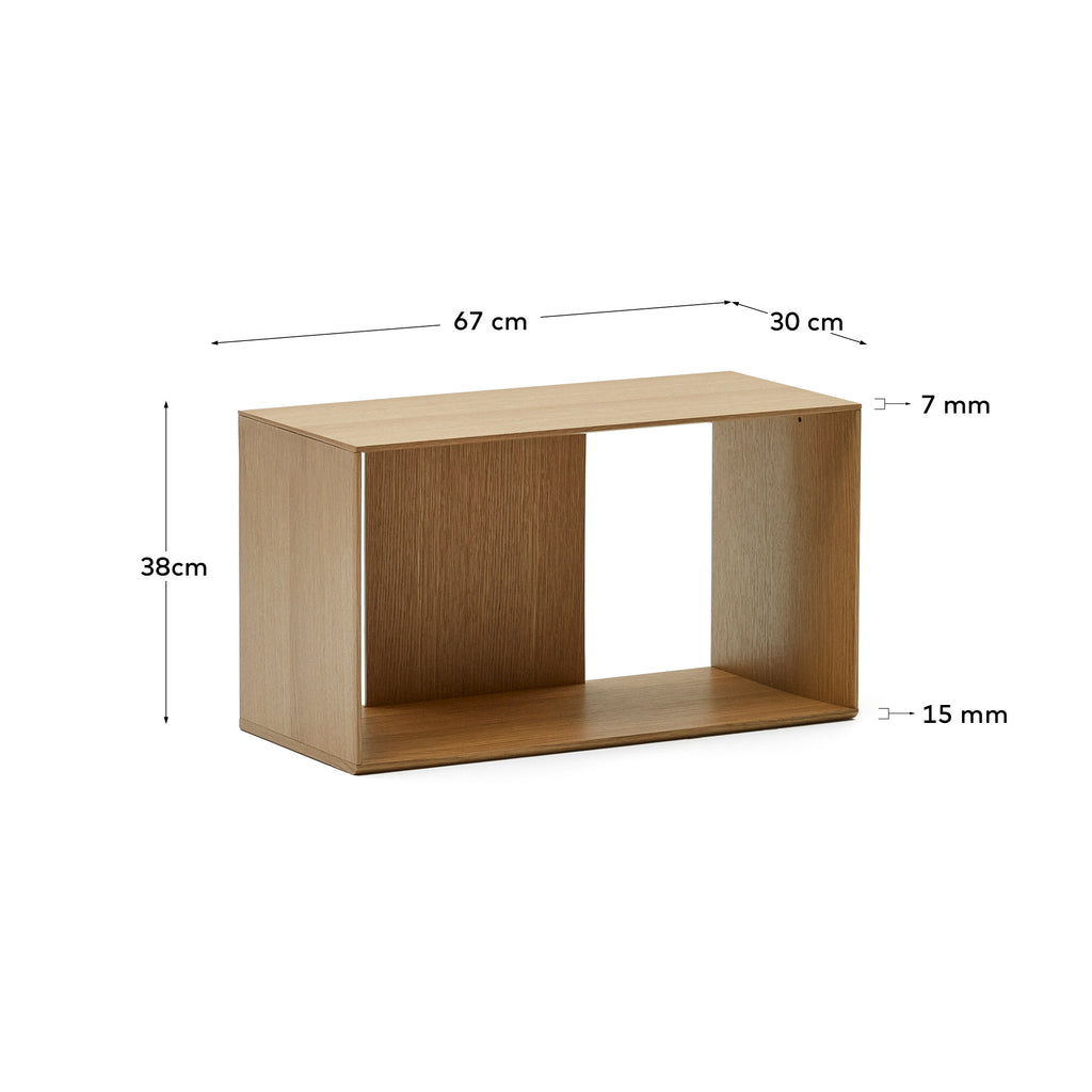Litto set of 6 modular shelving units in oak wood veneer, 168 x 114 cm