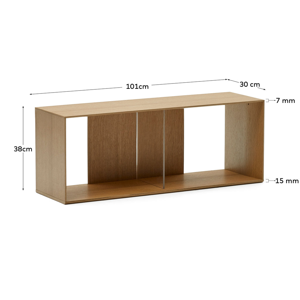 Litto set of 6 modular shelving units in oak wood veneer, 168 x 114 cm