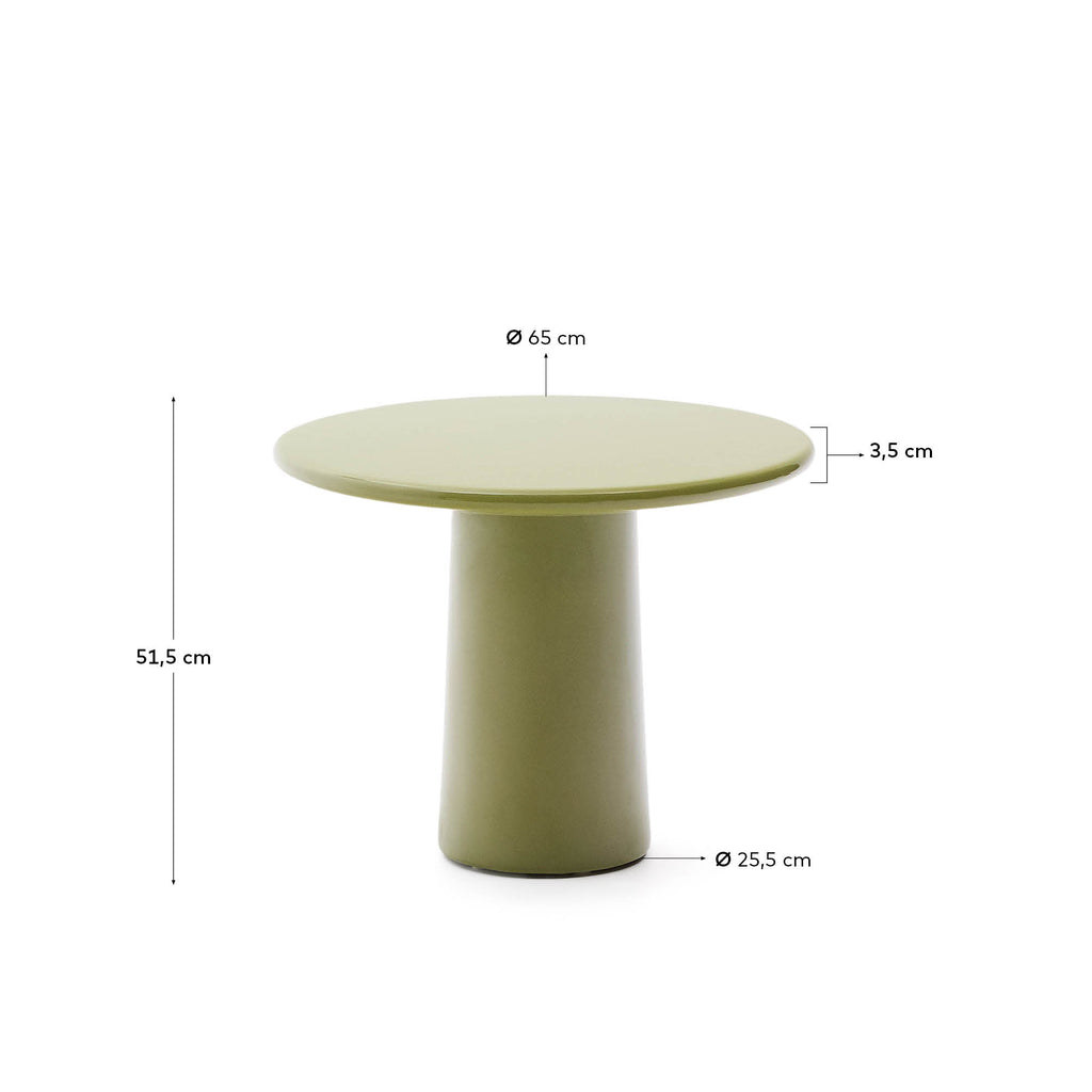 Albanella coffee table in cement with glossy green finish Ø65cm