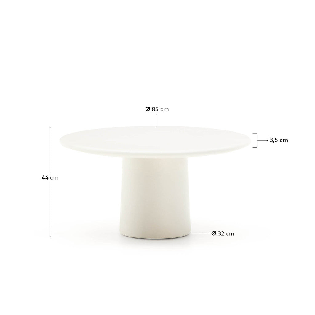 Albanella coffee table in cement with glossy white finish Ø85cm