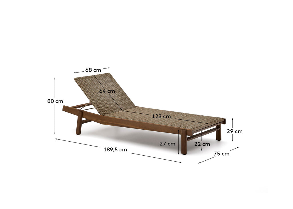 Itani sun lounger in FSC 100% solid acacia wood and synthetic rattan