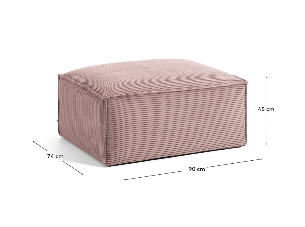 Blok footrest in pink wide seam corduroy, 90 x 74 cm