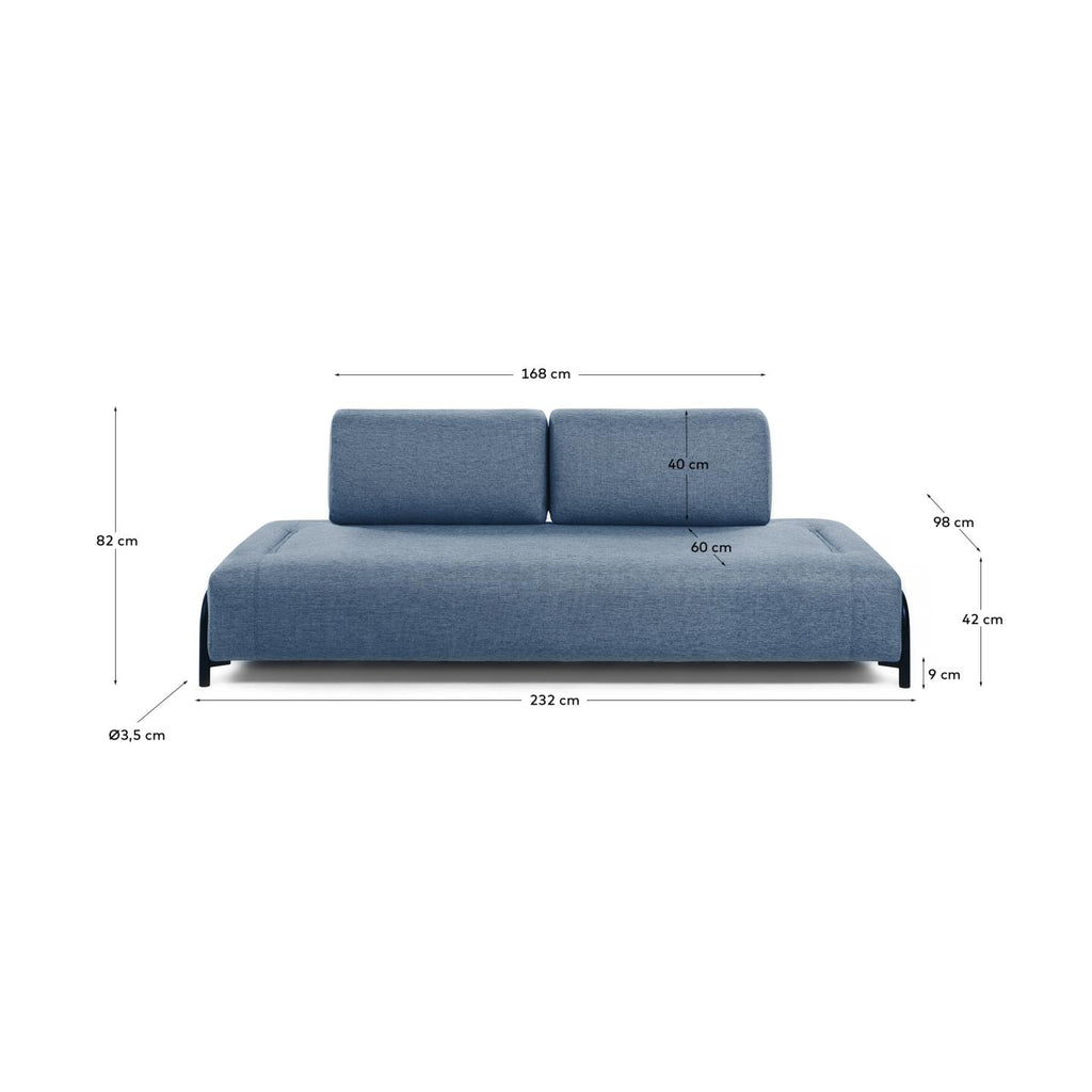 콤포 스페인 직수입 3인소파 블루 232cm (노옵션)