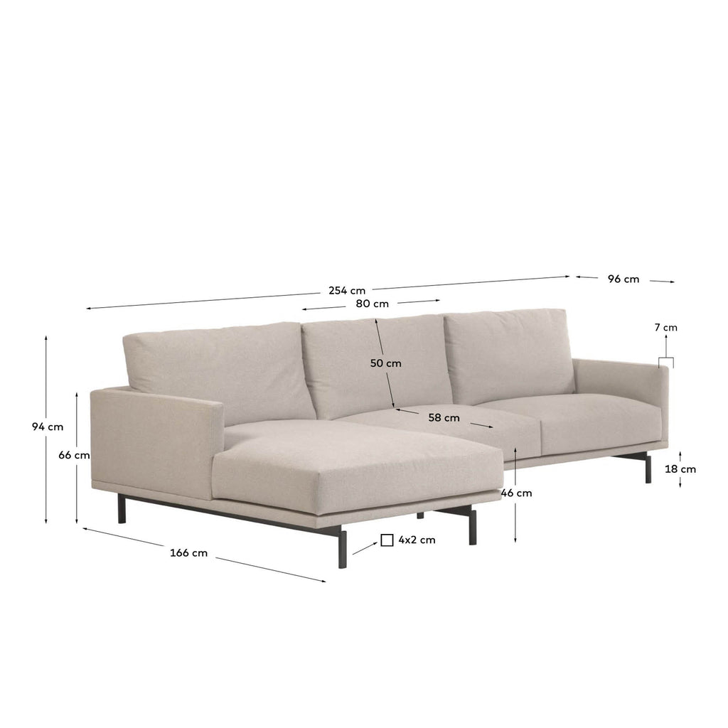 Galene 3 seater sofa with left-hand chaise longue in beige, 254 cm FSC Mix Credit