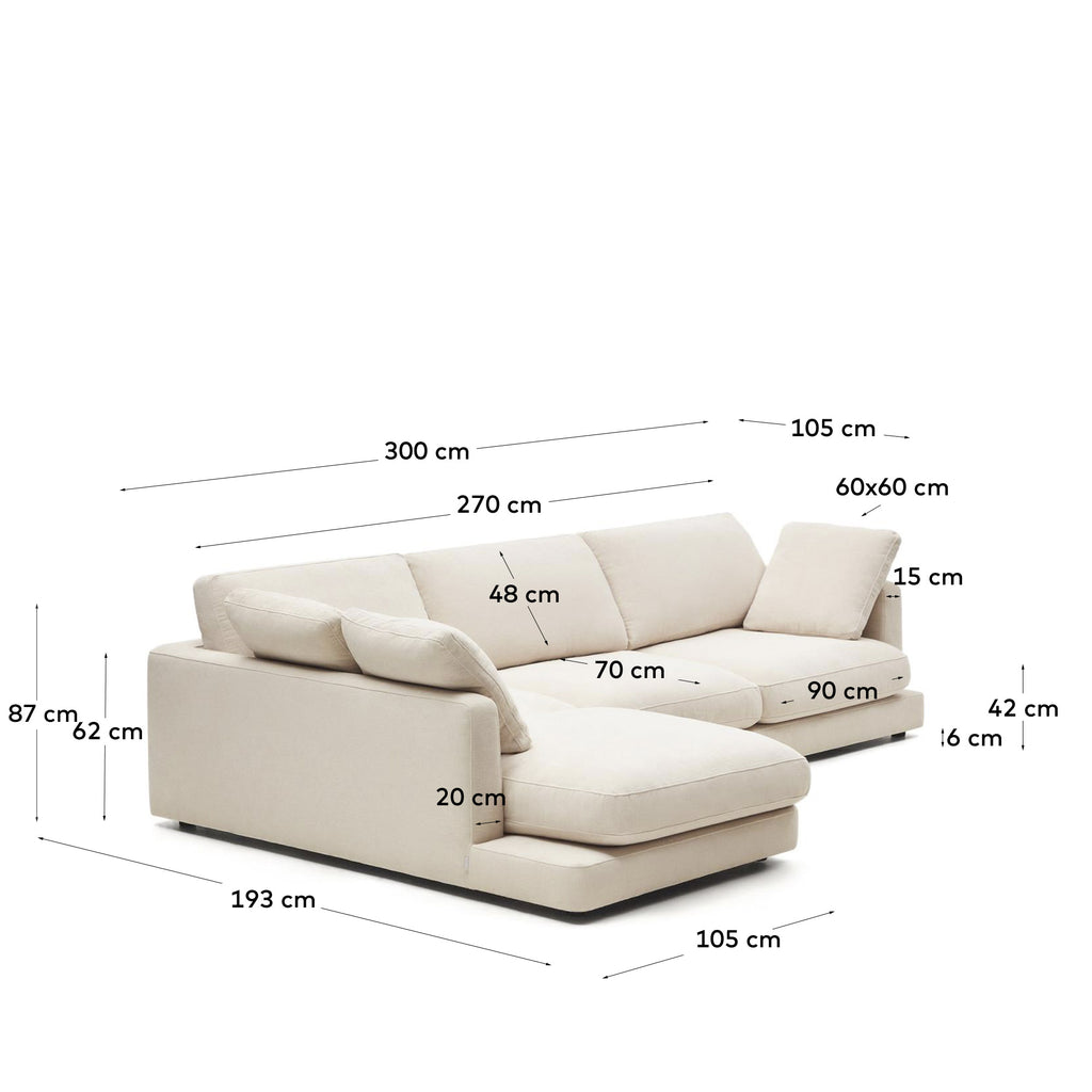 갈라 스페인 직수입 4인 카우치소파 300cm 좌측카우치 (베이지)