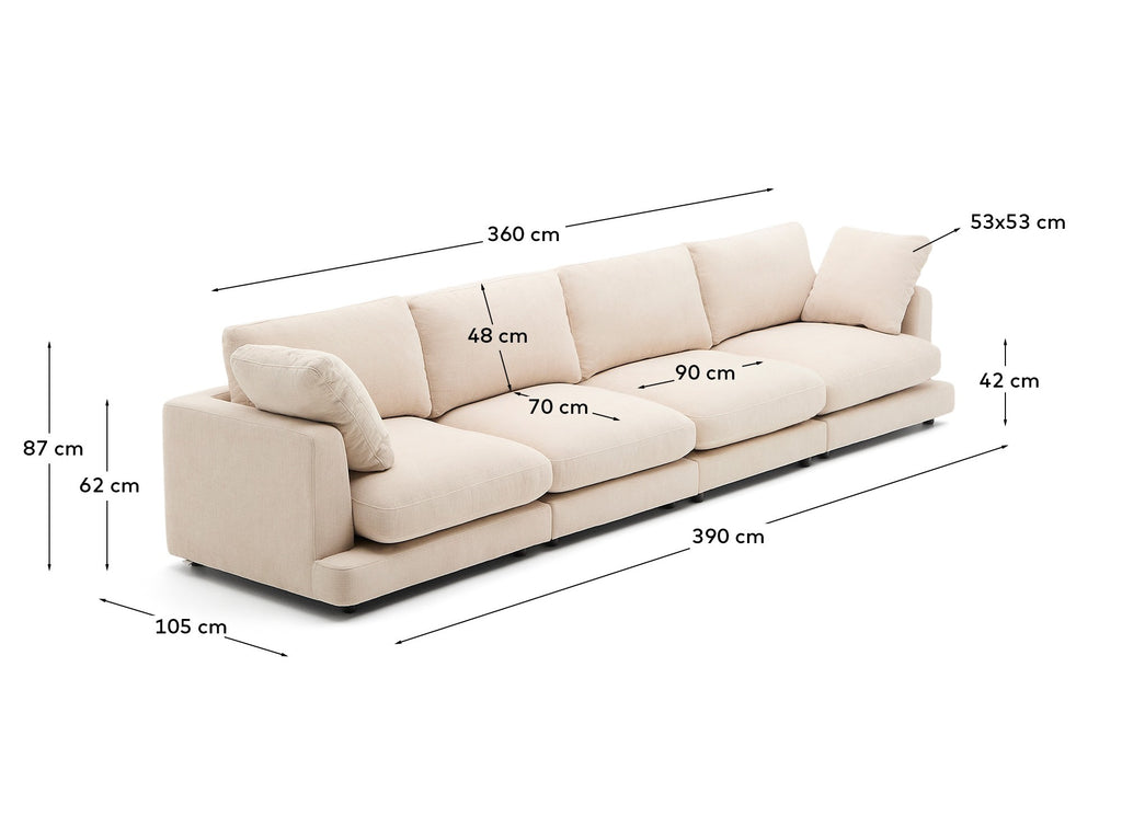 갈라 스페인 직수입 6인소파 390cm (베이지)