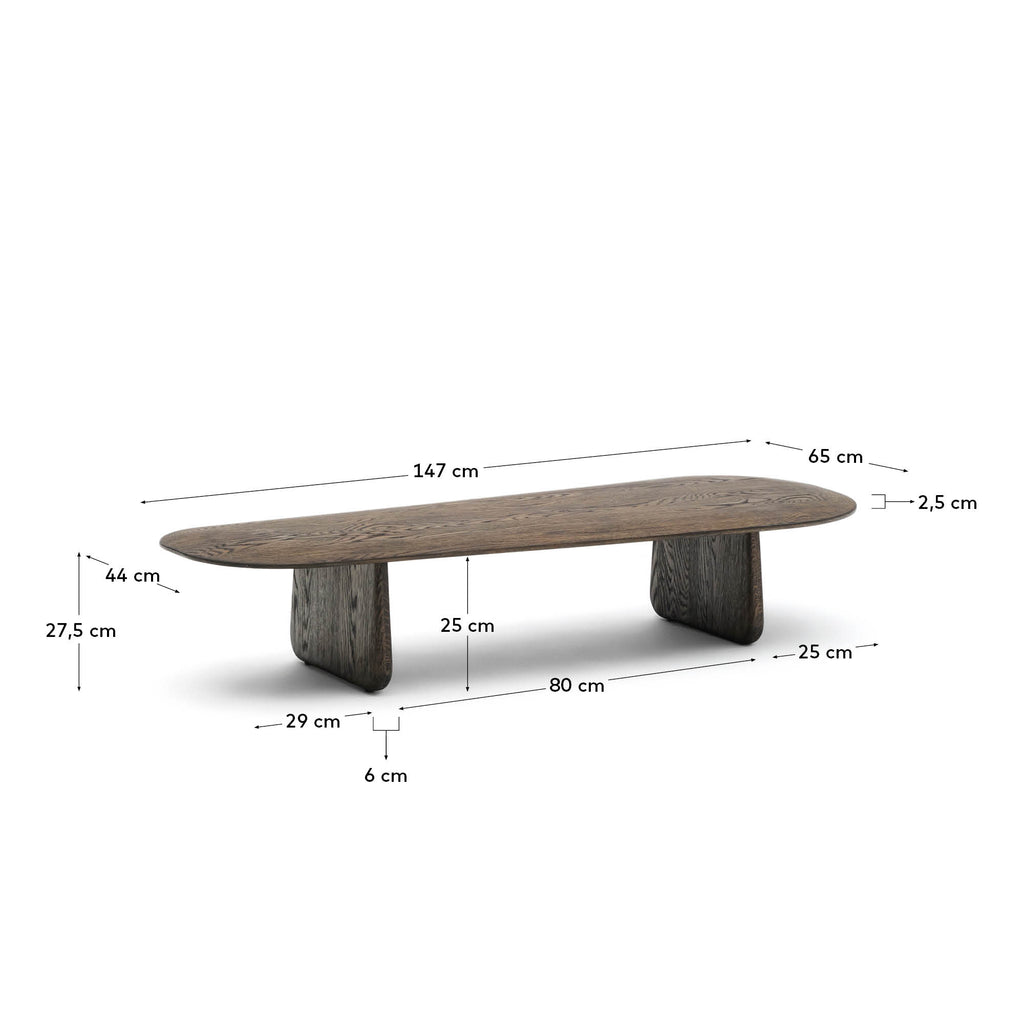 피리타 오크나무 소파테이블 다크 피니싱 146 x 56.5 cm FSC 100%