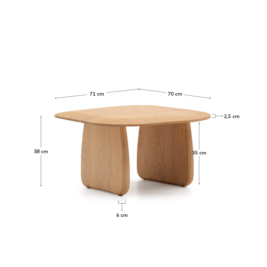 Pirita side table made from solid oak wood in a natural finish, 70.6 x 70 cm FSC 100%