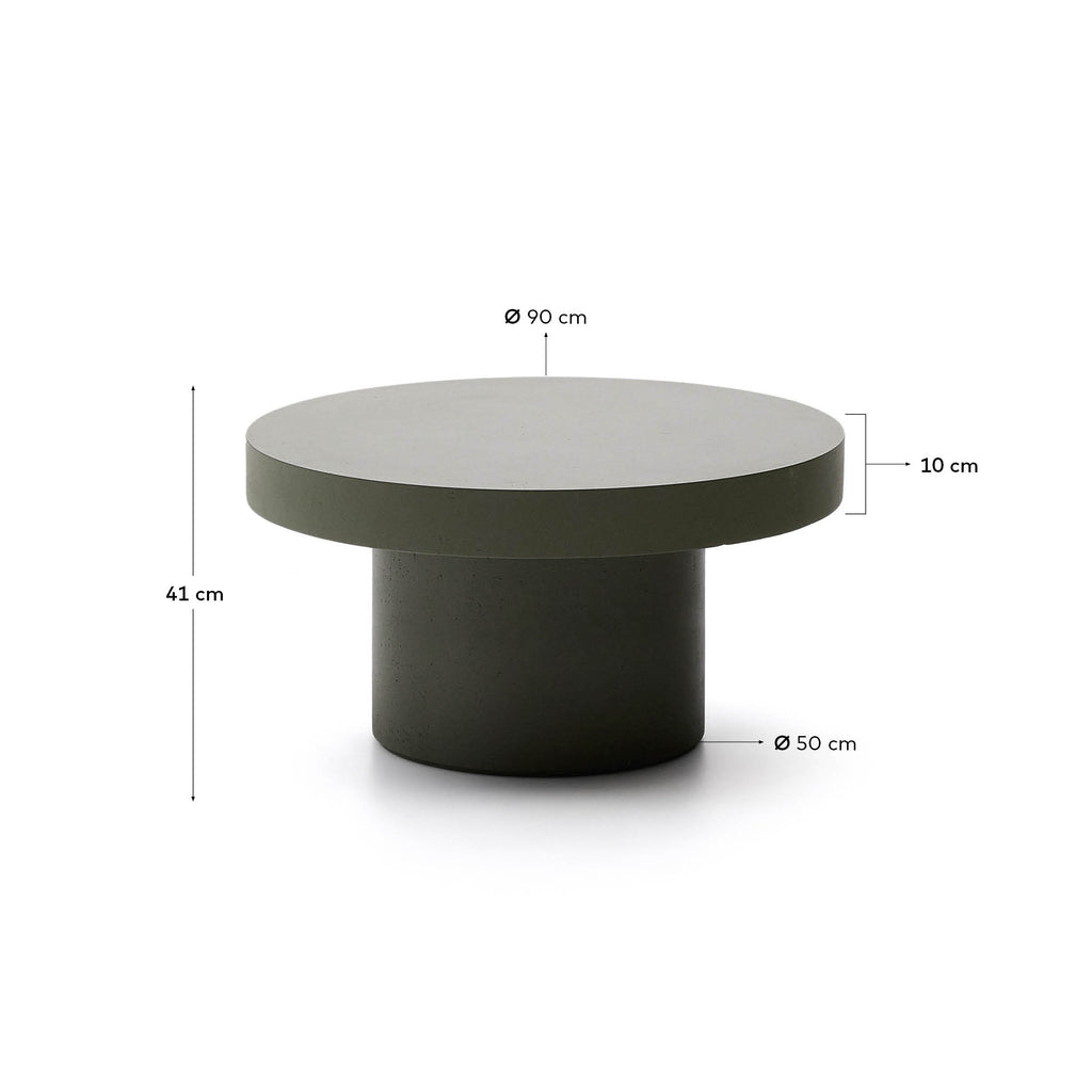 구아블라 시멘트 라운드 소파 테이블 Ø90cm (올리브그린)