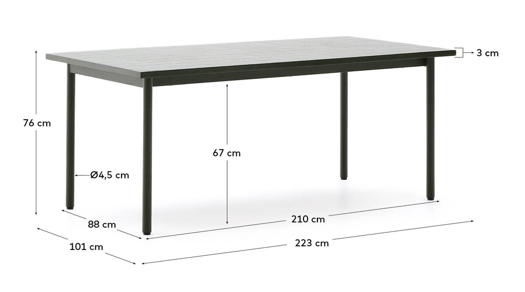 마리나 아웃도어 다이닝테이블 223 x 101cm (그린프레임/그린 타일)