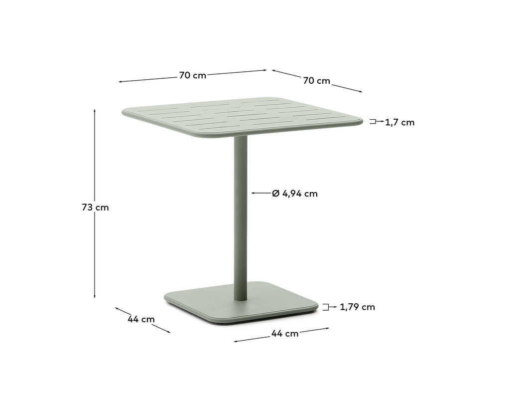 브라이 아웃도어 아연도금 스틸 테이블 70 x 70cm (터키석그린)