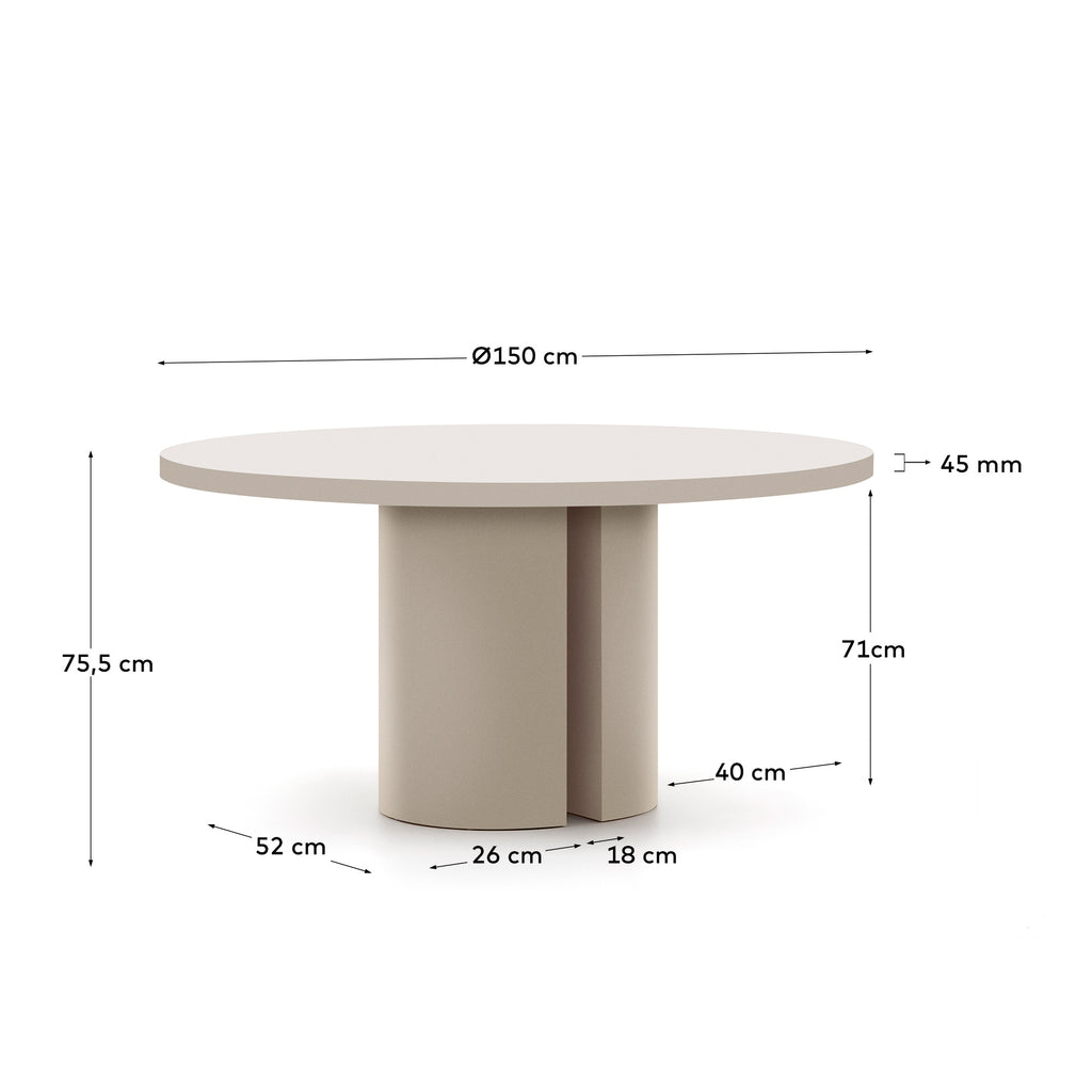 닐리 크림컬러 라운드 다이닝 테이블 Ø 150 cm