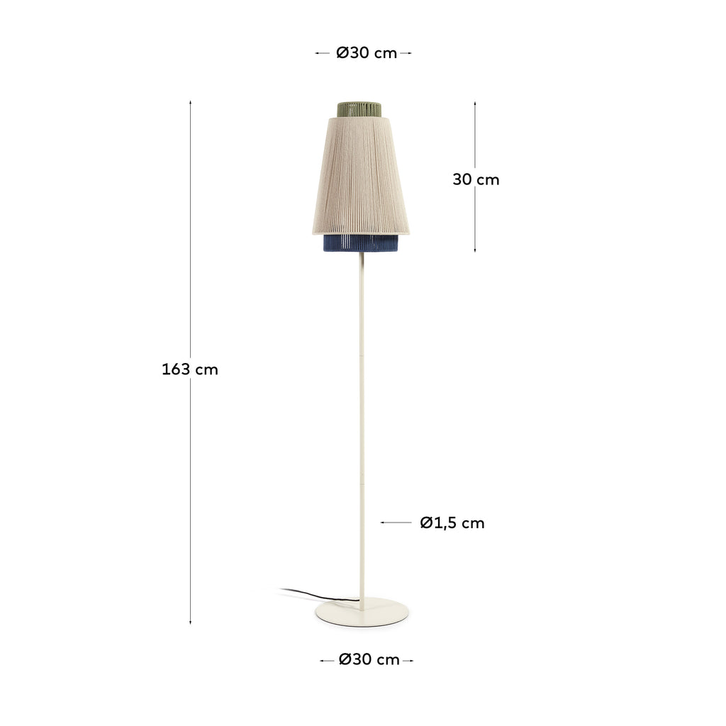 Yuvia cotton floor lamp with a beige and blue finish